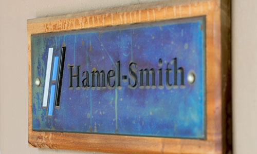 Sign for Hamel-Smith & Co. front doors